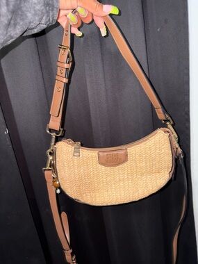 Steve Madden Tan Woven Crossbody with Adjustable Strap